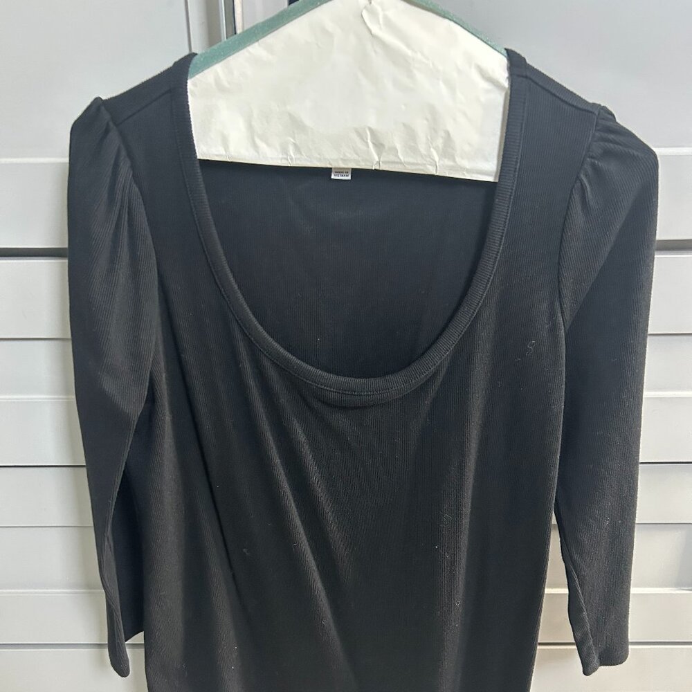 The Nines by HATCH Black Slightly Puffy Sleeve Tee